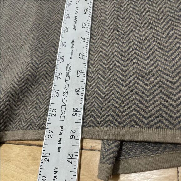 CYNTHIA ROWLEY Cardigan Merino Wool Blend Women S Brown Chevron Black Knit S - Picture 11 of 15